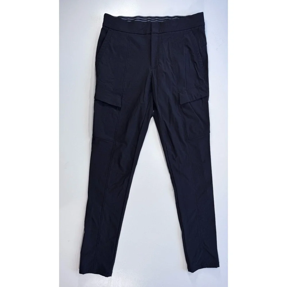 ATHLETA Cargo Pocket Joggers Tapered Ankle Womens 4 28.5" Inseam Black Stretch - Picture 1 of 14